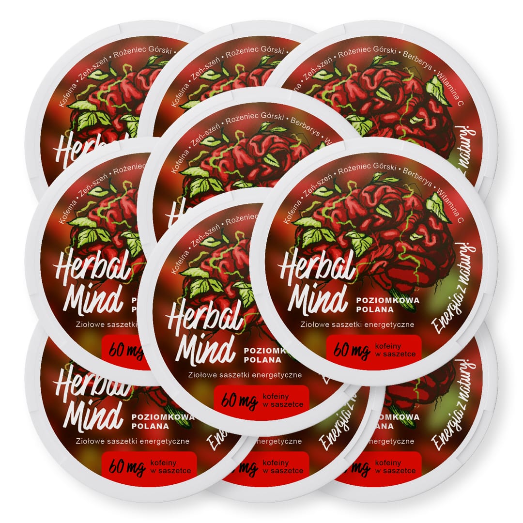 Woreczki energetyczne - HerbalMind Poziomkowa Polana, snusy