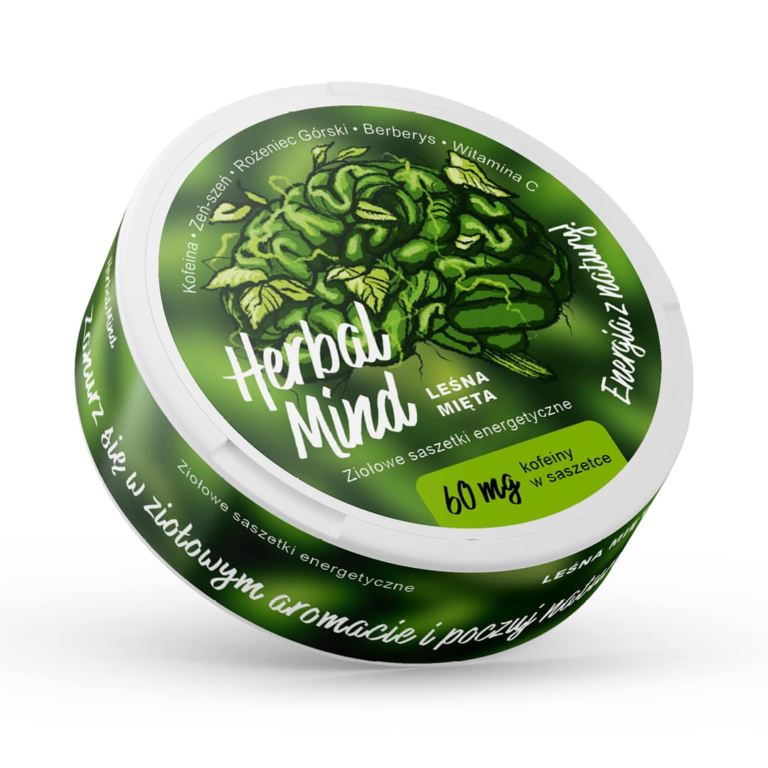 woreczki kofeinowe bez nikotyny - snusy- HerbalMind Leśna Mięta