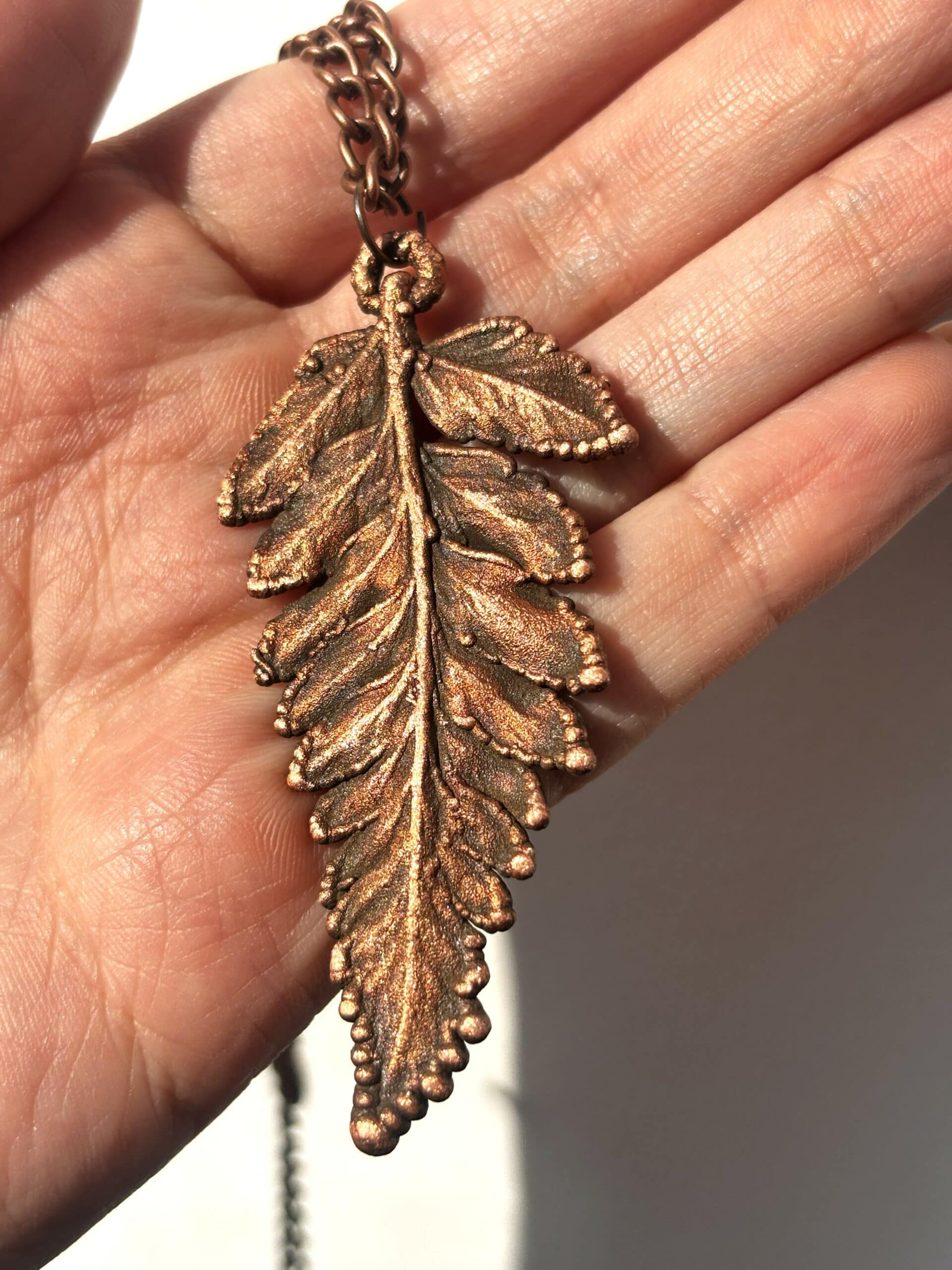 naszyjnik paproć, boho, talizman - zdjecie piąte