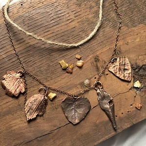 miedziany choker z liści, boho, talizman - zdjecie główne